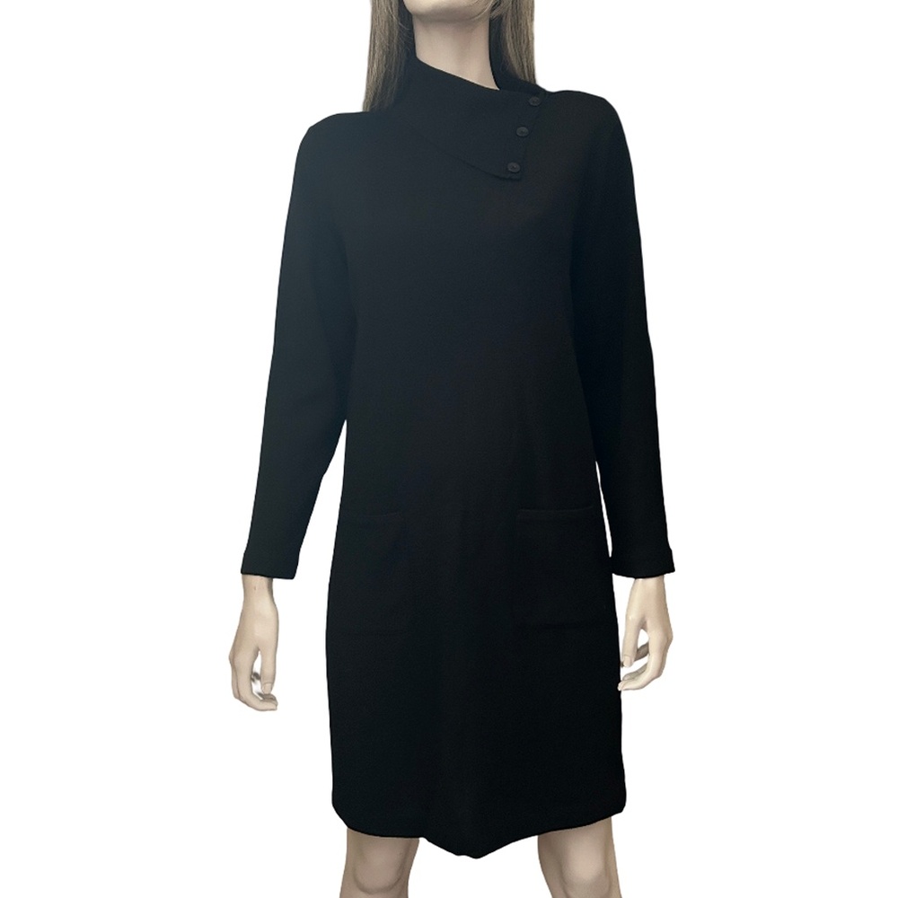 Jones New York Merino Blend Shift Dress Black S-M
